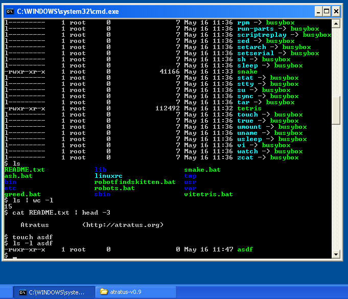 ash running in windows cmd shell