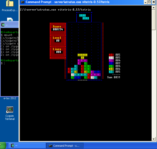 vitetris running in windows cmd shell